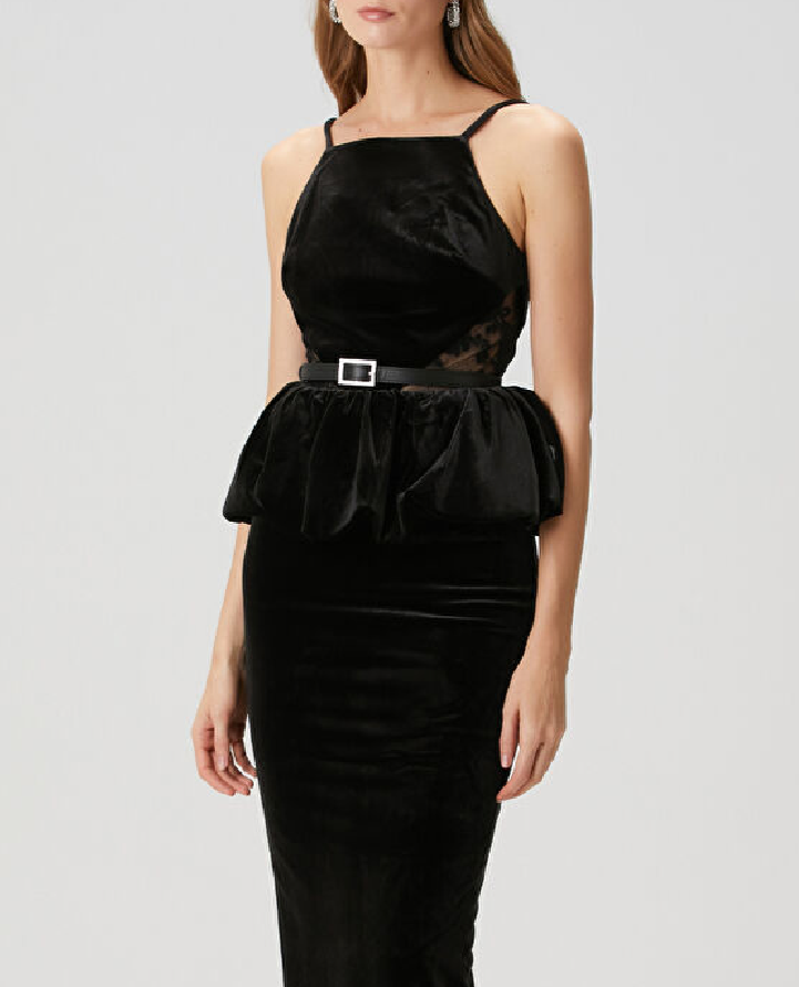 Self Portrait Velvet Peplum